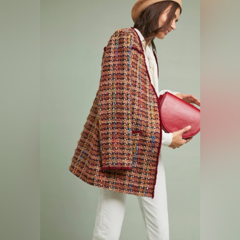 🔥🔥🔥Anthropologie Harlequin Tweed Blazer Jacket - Picture 1 of 16